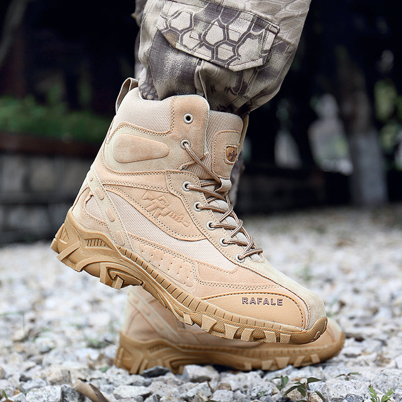Militärstiefel für Erwachsene mit seitlichem Reißverschluss, Schwarz & Wüstenbraun, robuste Armeeschuhe | 523