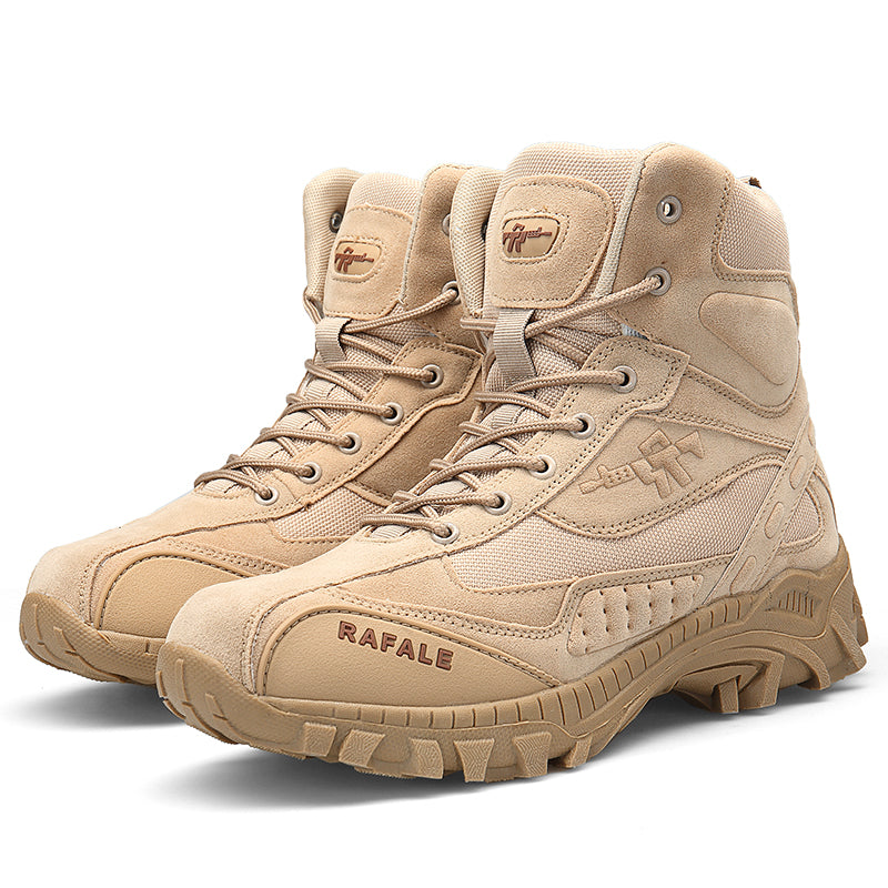 Militärstiefel für Erwachsene mit seitlichem Reißverschluss, Schwarz & Wüstenbraun, robuste Armeeschuhe | 523