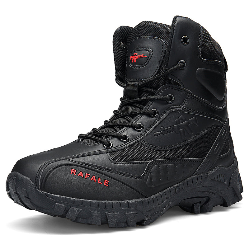 Militärstiefel für Erwachsene mit seitlichem Reißverschluss, Schwarz & Wüstenbraun, robuste Armeeschuhe | 523