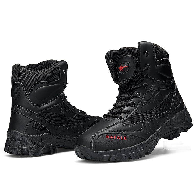 Militärstiefel für Erwachsene mit seitlichem Reißverschluss, Schwarz & Wüstenbraun, robuste Armeeschuhe | 523