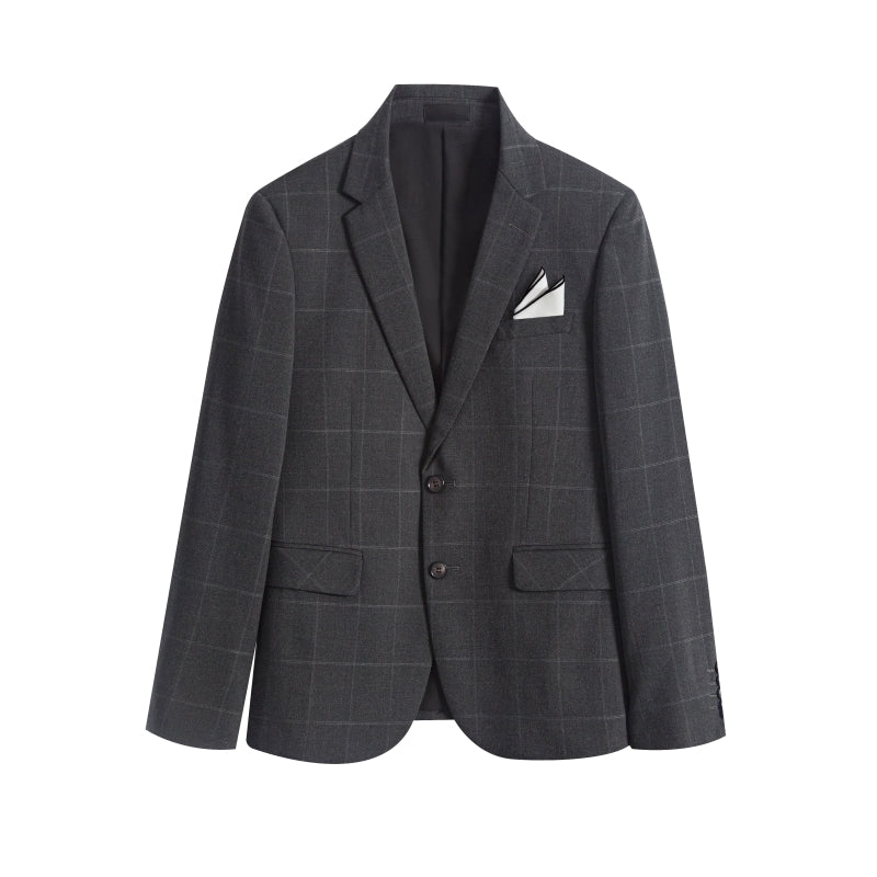 3-teiliger Slim Fit-Anzug für Herren mit Karomuster, formeller Business-Smoking, Blazer + Weste + Hose | 812
