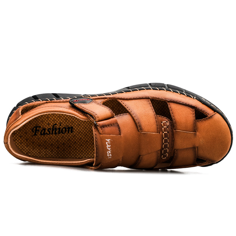 Herren-Sportsandalen aus Leder mit geschlossener Zehenpartie -71712