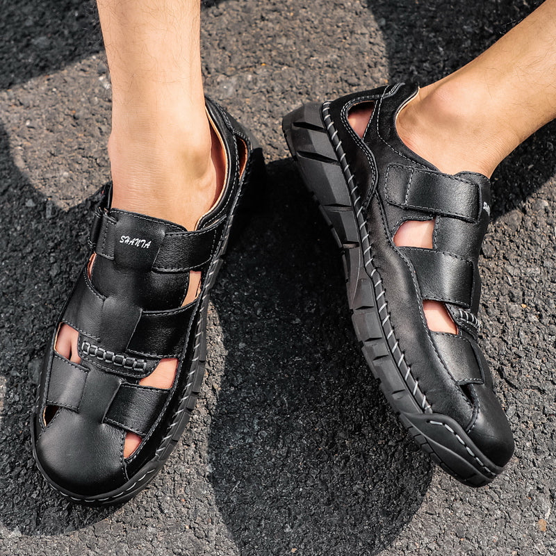 Herren-Sportsandalen aus Leder mit geschlossener Zehenpartie -71712