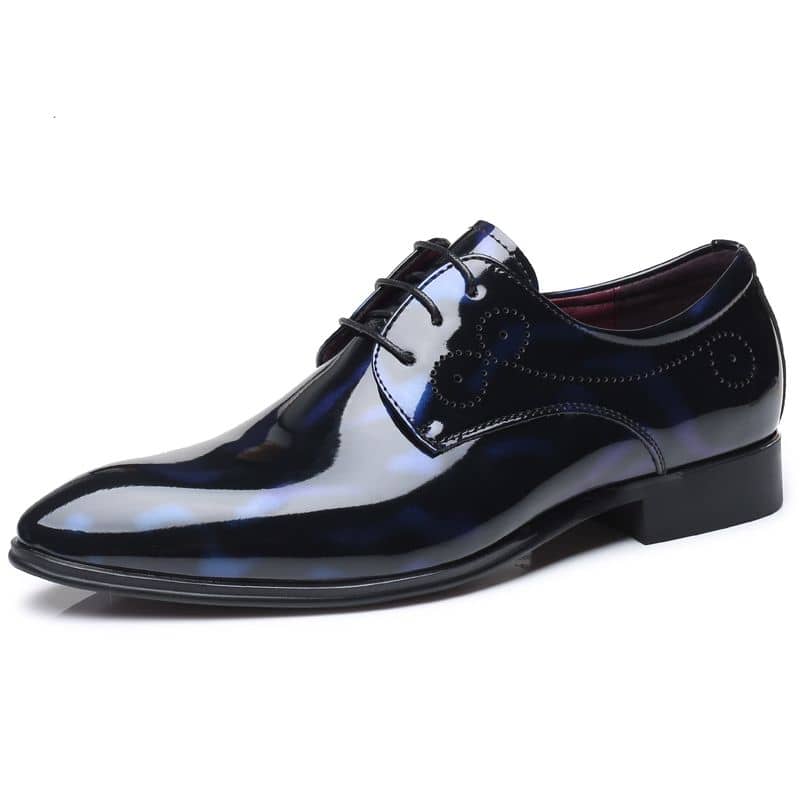Herren-Derby-Schuhe aus Lackleder mit Blumenmuster, formelle Business-Stiefel aus Kunstleder mit spitzer Zehenpartie | 333