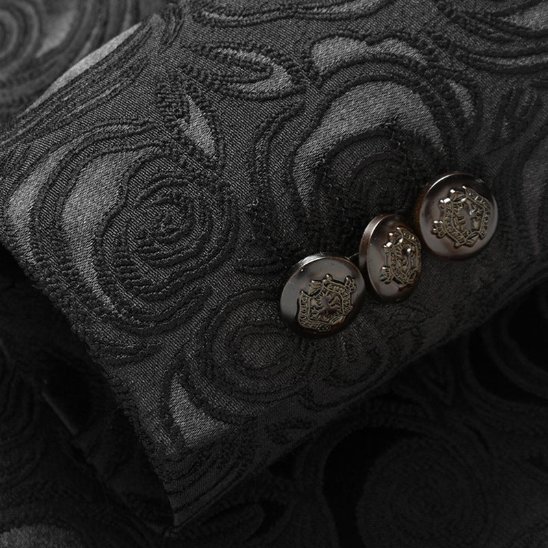 Herren-Smokingjacke mit schwarzem Blumenmuster und Paisley-Schalrevers, Blazer für Abendessen, Abschlussball, Hochzeit | 8660-700