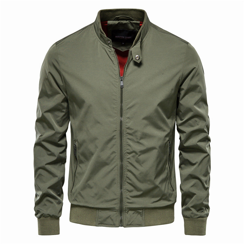 Herren Stehkragen Reißverschluss Windbreaker Jacke Casual-8836