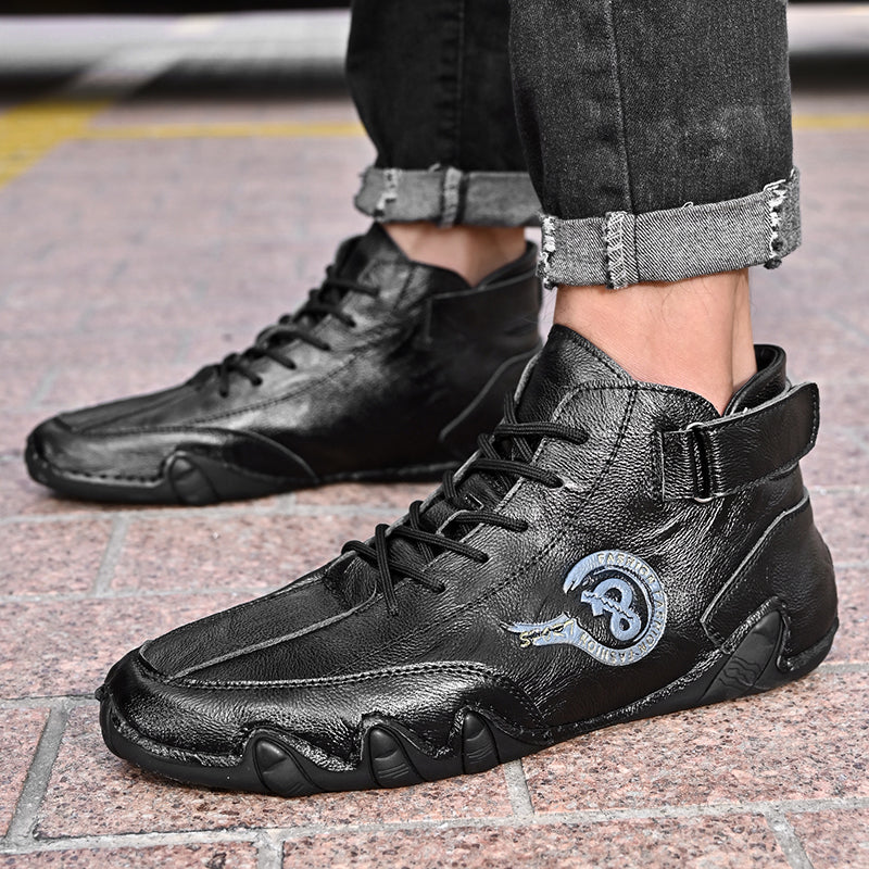 Herren-Stiefeletten mit handgenähter Schnürung und verstellbarem Schnallenriemen - 88820