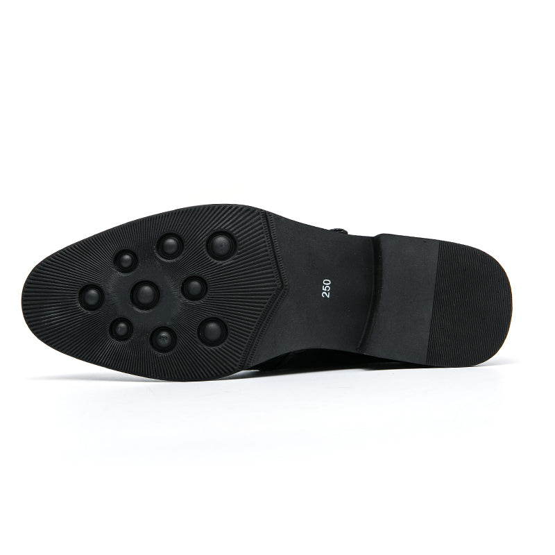 Herren Monk-Abendschuhe mit Krokoprägung und spitzer Zehenpartie | 8728