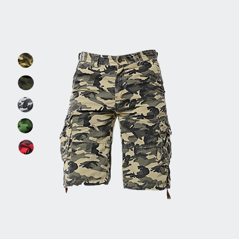 Herren-Cargo-Shorts aus Baumwolle mit Camouflage-Muster und mehreren Taschen-956