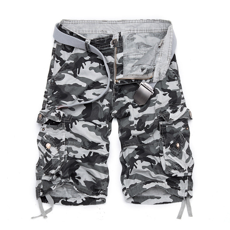 Herren-Cargo-Shorts aus Baumwolle mit Camouflage-Muster und mehreren Taschen-956