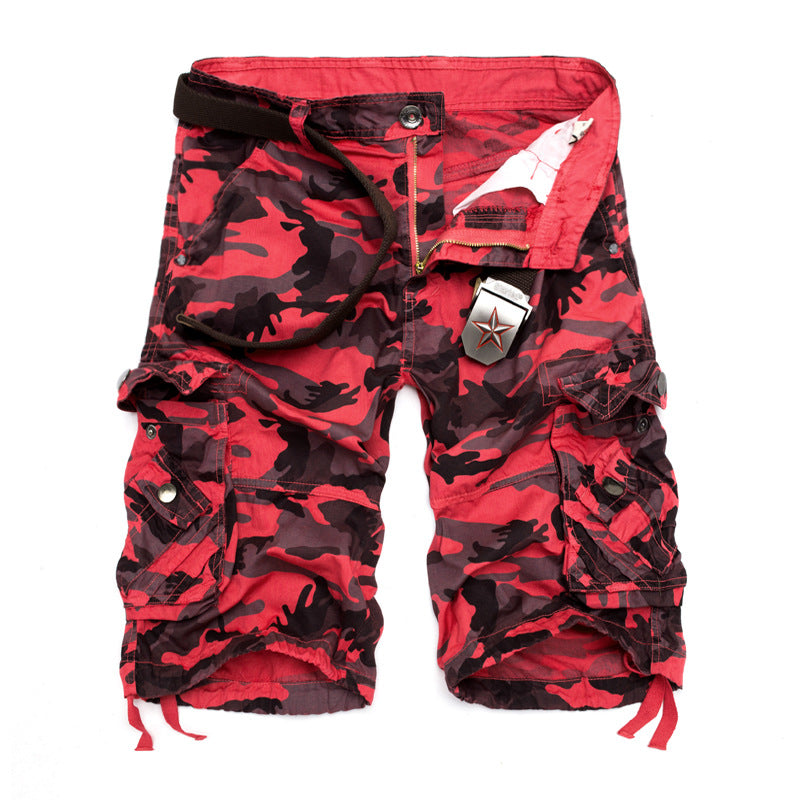 Herren-Cargo-Shorts aus Baumwolle mit Camouflage-Muster und mehreren Taschen-956