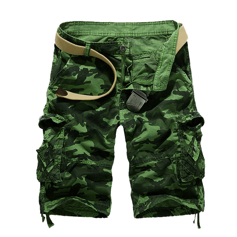 Herren-Cargo-Shorts aus Baumwolle mit Camouflage-Muster und mehreren Taschen-956