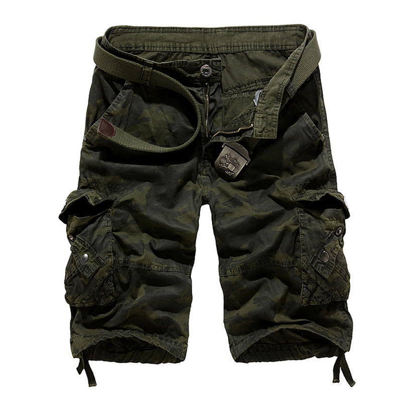 Herren-Cargo-Shorts aus Baumwolle mit Camouflage-Muster und mehreren Taschen-956