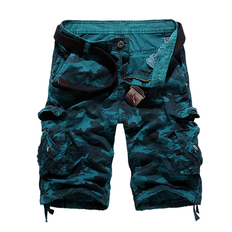 Herren-Cargo-Shorts aus Baumwolle mit Camouflage-Muster und mehreren Taschen-956