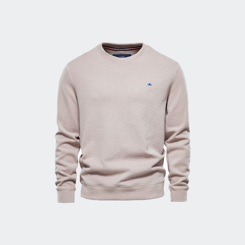 Einfarbiges Herren-Sport-Sweatshirt mit Rundhalsausschnitt, gestrickt-9C002