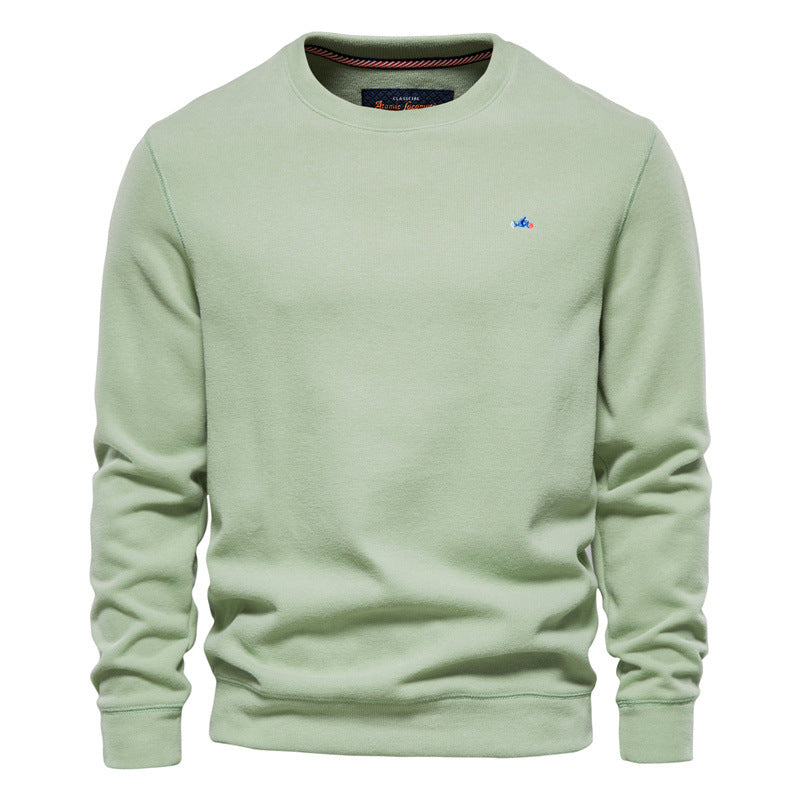 Einfarbiges Herren-Sport-Sweatshirt mit Rundhalsausschnitt, gestrickt-9C002