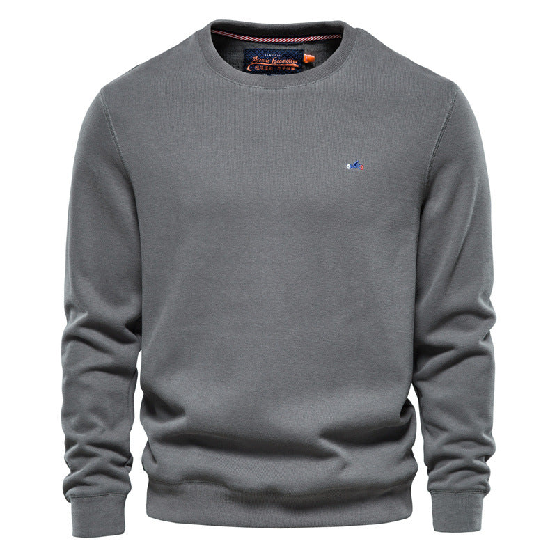 Einfarbiges Herren-Sport-Sweatshirt mit Rundhalsausschnitt, gestrickt-9C002