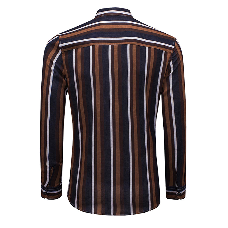 Lässige Langarm-Button-Down-Hemden für Herren mit Streifen | MC255371