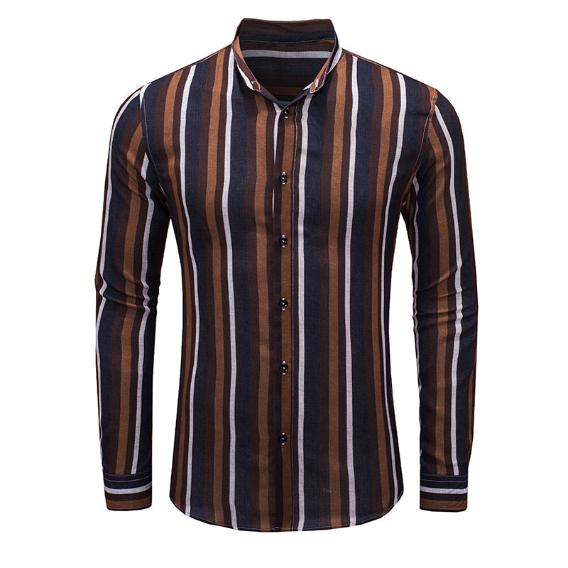 Lässige Langarm-Button-Down-Hemden für Herren mit Streifen | MC255371