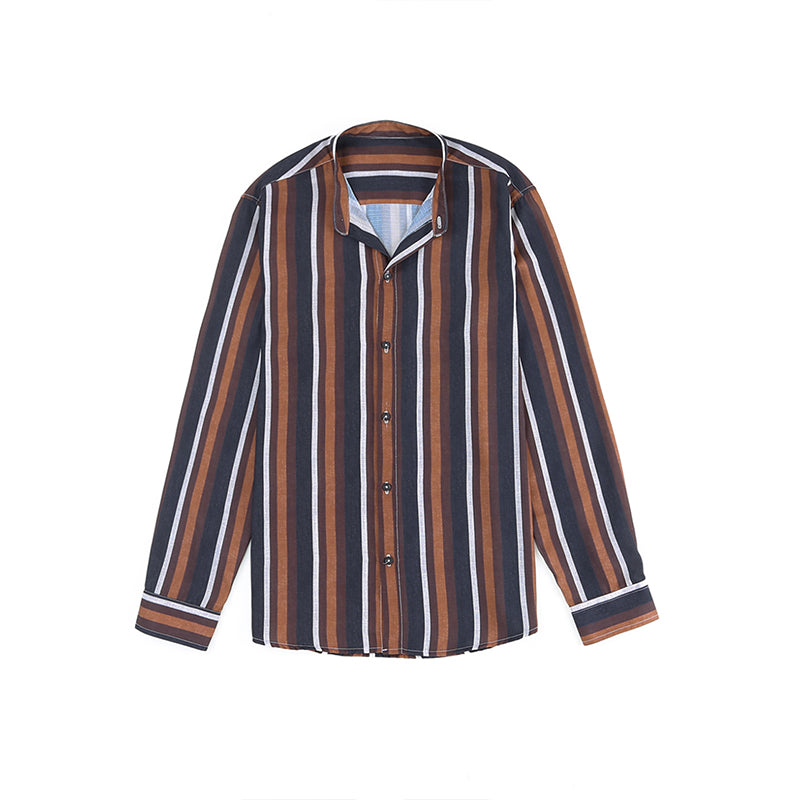 Lässige Langarm-Button-Down-Hemden für Herren mit Streifen | MC255371