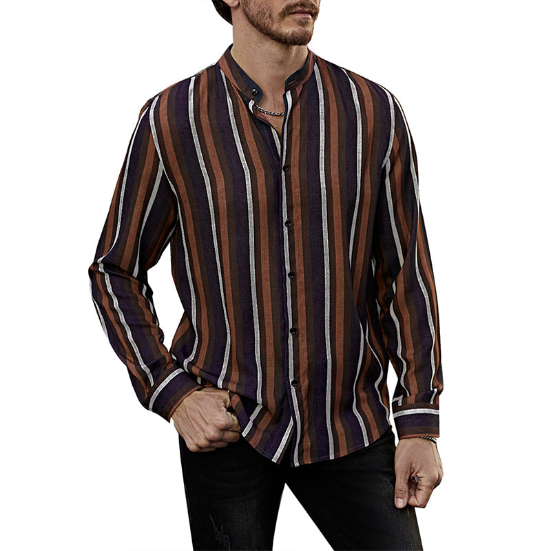 Lässige Langarm-Button-Down-Hemden für Herren mit Streifen | MC255371