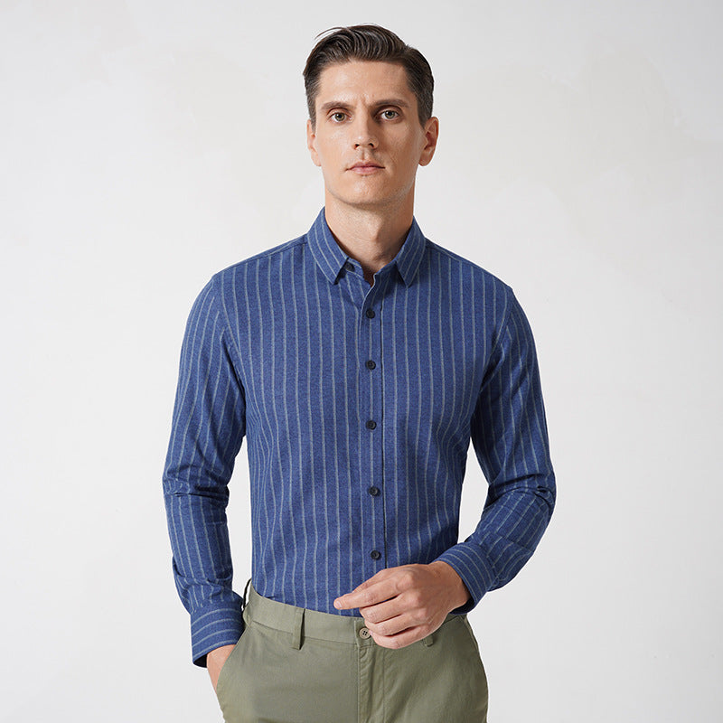 Herren Button-Down-Hemden Langarm Gestreifte Oberteile Regular-Fit Hemd | C2060-75