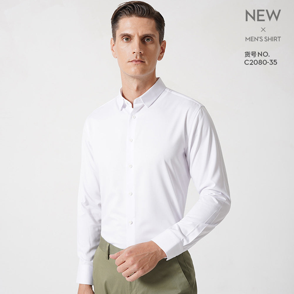 Modal Herrenhemden Solid Langarm Stretch Formelles Hemd | C2080