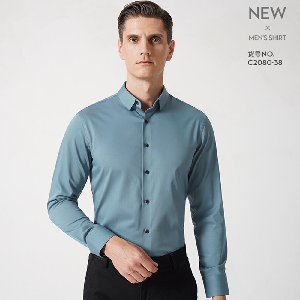 Modal Herrenhemden Solid Langarm Stretch Formelles Hemd | C2080