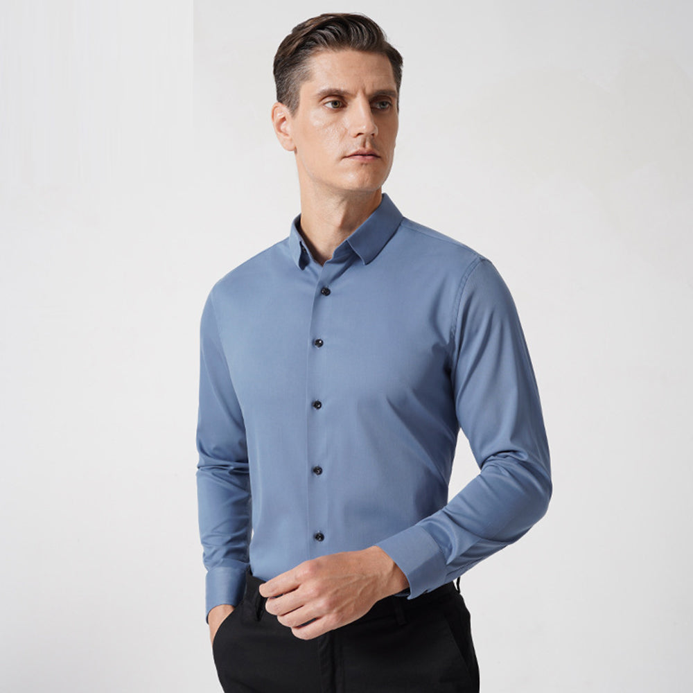 Modal Herrenhemden Solid Langarm Stretch Formelles Hemd | C2080