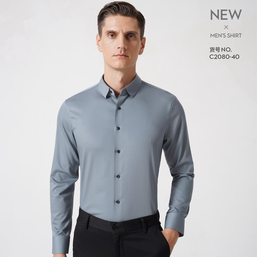 Modal Herrenhemden Solid Langarm Stretch Formelles Hemd | C2080