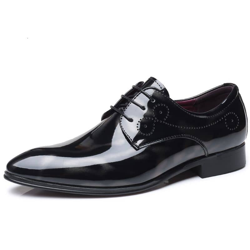 Herren-Derby-Schuhe aus Lackleder mit Blumenmuster, formelle Business-Stiefel aus Kunstleder mit spitzer Zehenpartie | 333