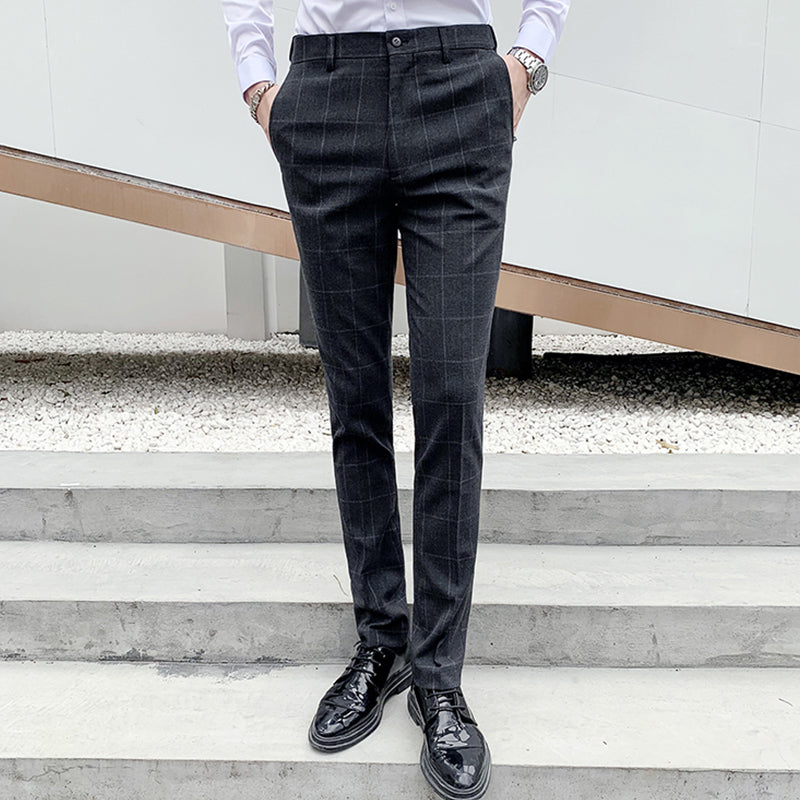 3-teiliger Slim Fit-Anzug für Herren mit Karomuster, formeller Business-Smoking, Blazer + Weste + Hose | 812