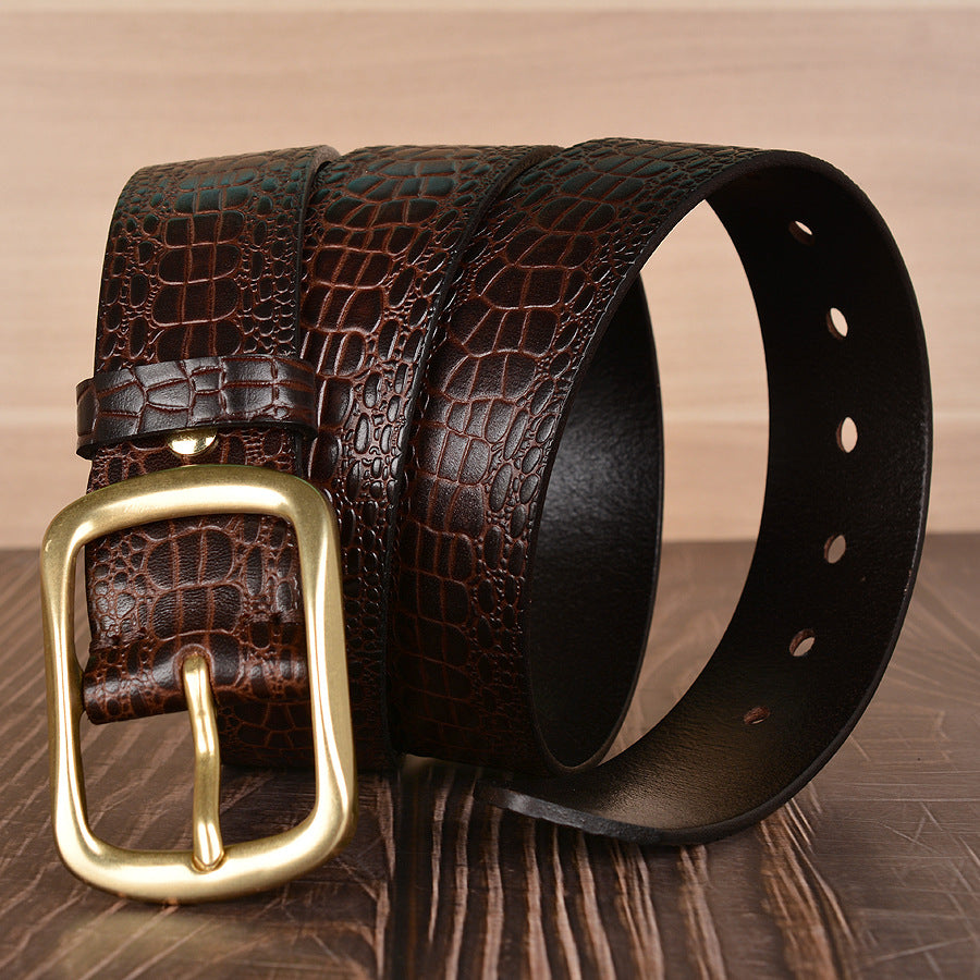 Echter Vollnarbenleder-Mock-Print 38mm Harness-Gurtriemen | TCZK06