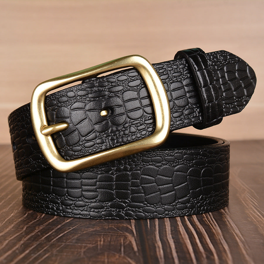 Echter Vollnarbenleder-Mock-Print 38mm Harness-Gurtriemen | TCZK06