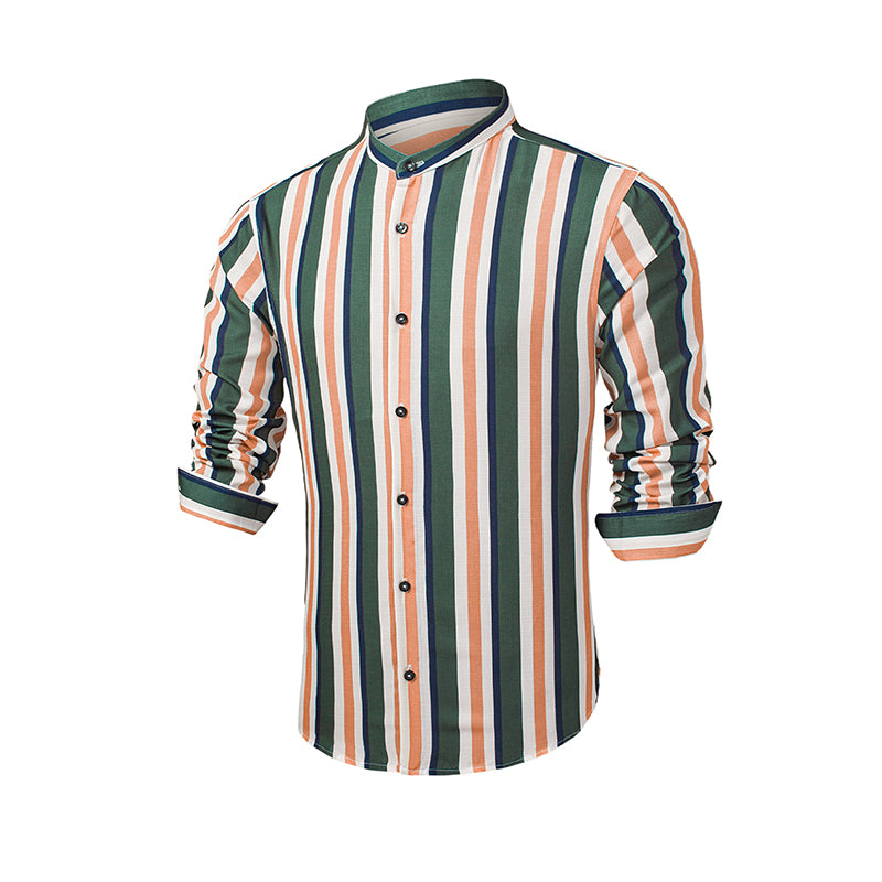 Lässige Langarm-Button-Down-Hemden für Herren mit Streifen | MC255371