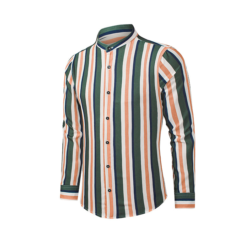 Lässige Langarm-Button-Down-Hemden für Herren mit Streifen | MC255371