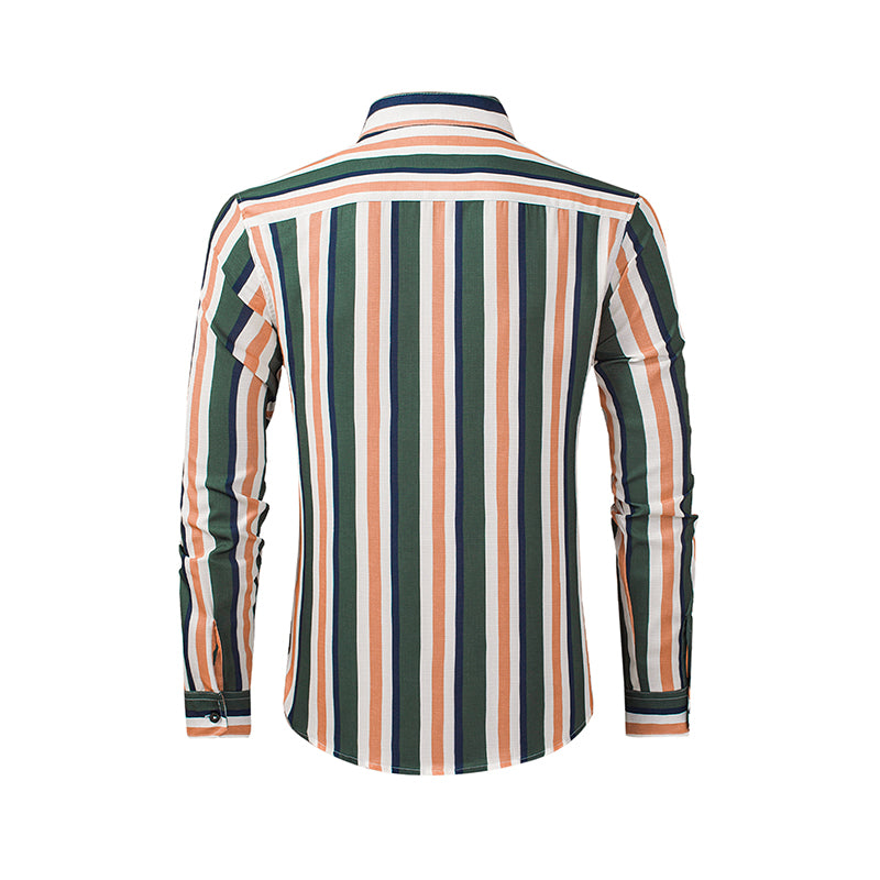 Lässige Langarm-Button-Down-Hemden für Herren mit Streifen | MC255371