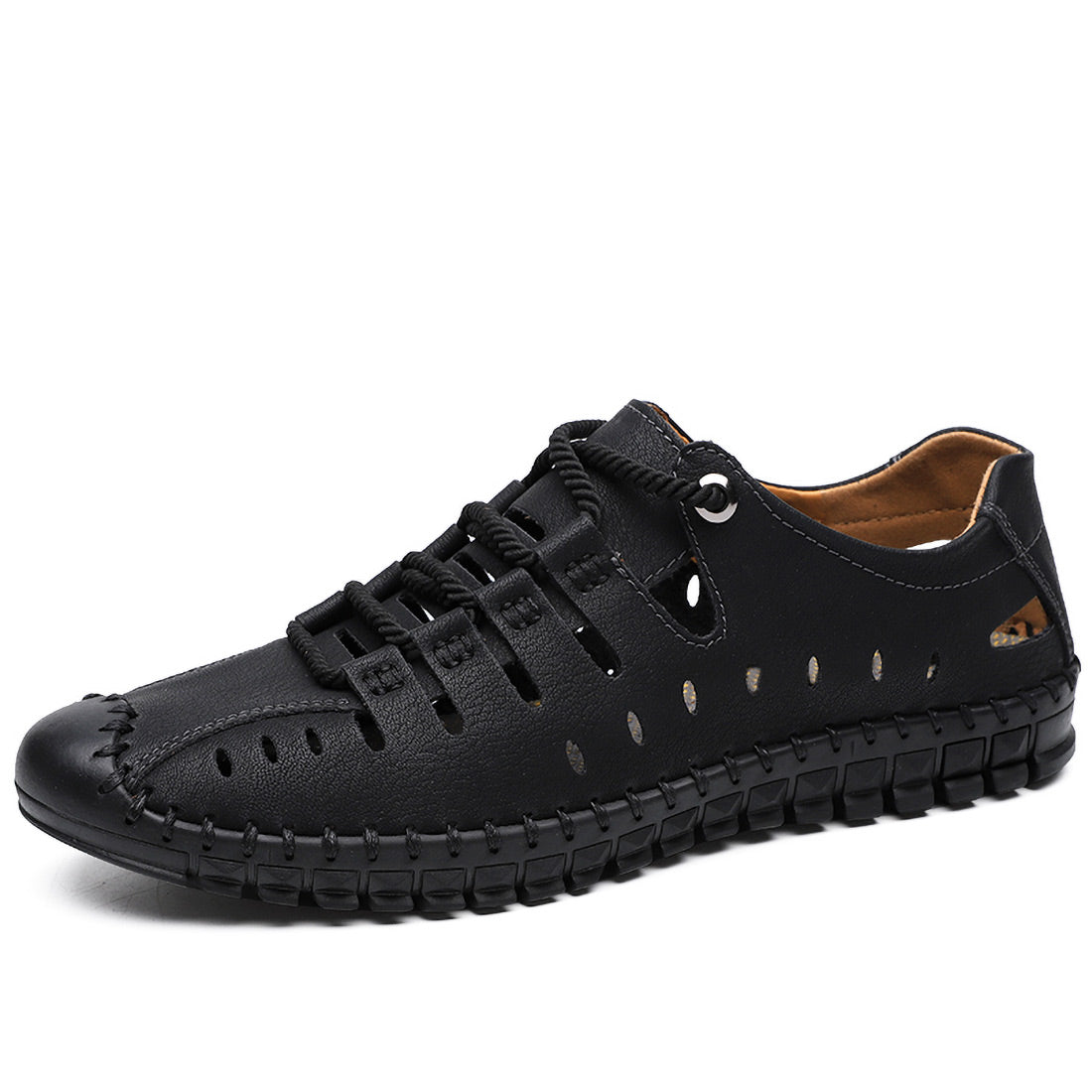 Handgefertigte, atmungsaktive Sommerschuhe aus Leder für Herren | 8808