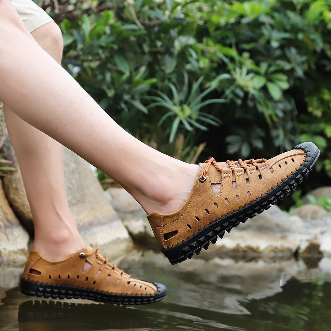 Handgefertigte, atmungsaktive Sommerschuhe aus Leder für Herren | 8808
