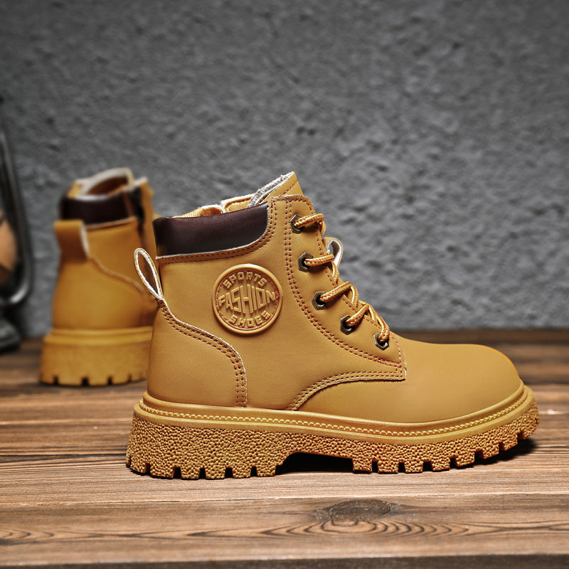 Klassische, wasserdichte, bequeme Arbeitsstiefel für Kinder zum Schnüren (Kleinkind/Kleinkind/Großkind) | A05
