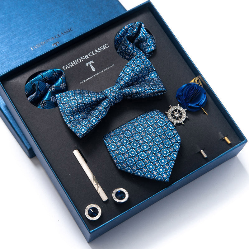 8-teiliges klassisches Herren-Krawattenset aus Seide mit Paisley-Streifen, Geschenkbox | LB202