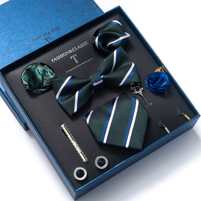 8-teiliges klassisches Herren-Krawattenset aus Seide mit Paisley-Streifen, Geschenkbox | LB202