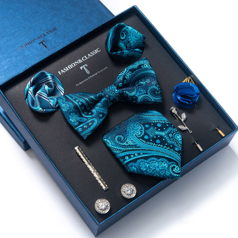 8-teiliges klassisches Herren-Krawattenset aus Seide mit Paisley-Streifen, Geschenkbox | LB202