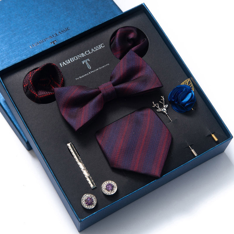 8-teiliges klassisches Herren-Krawattenset aus Seide mit Paisley-Streifen, Geschenkbox | LB202