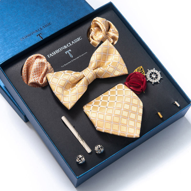 8-teiliges klassisches Herren-Krawattenset aus Seide mit Paisley-Streifen, Geschenkbox | LB202