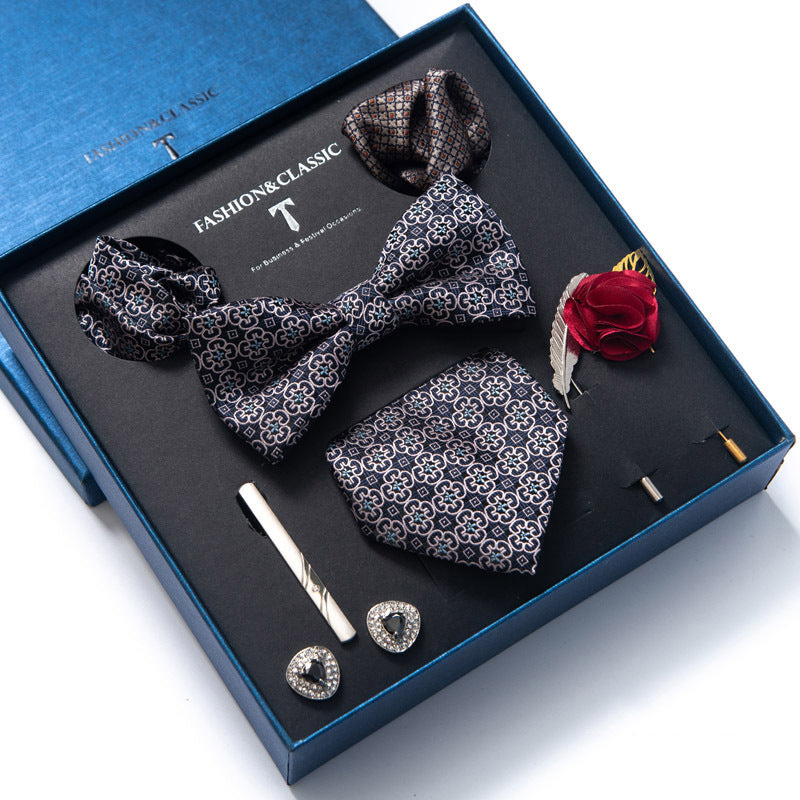 8-teiliges klassisches Herren-Krawattenset aus Seide mit Paisley-Streifen, Geschenkbox | LB202