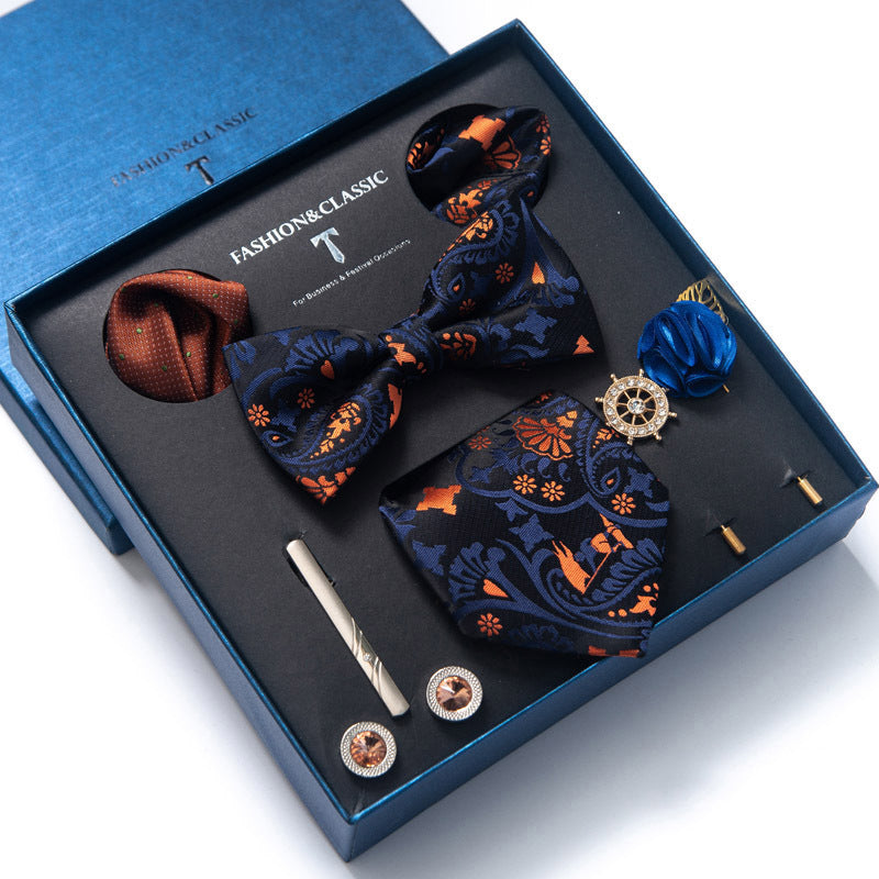 8-teiliges klassisches Herren-Krawattenset aus Seide mit Paisley-Streifen, Geschenkbox | LB202