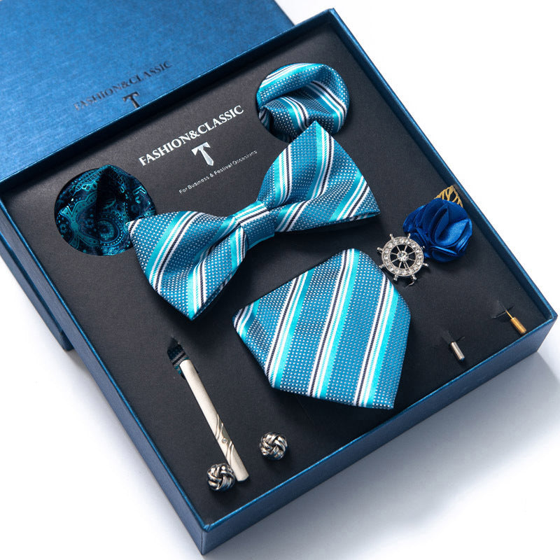 8-teiliges klassisches Herren-Krawattenset aus Seide mit Paisley-Streifen, Geschenkbox | LB202