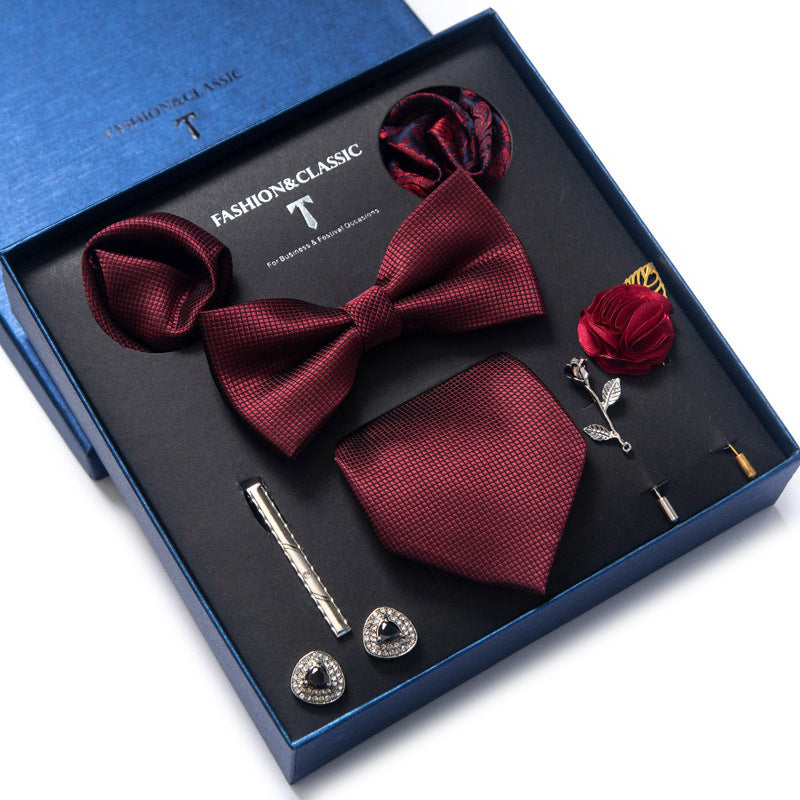 8-teiliges klassisches Herren-Krawattenset aus Seide mit Paisley-Streifen, Geschenkbox | LB202