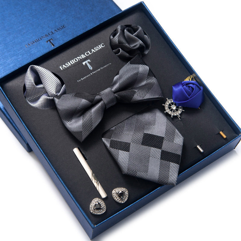 8-teiliges klassisches Herren-Krawattenset aus Seide mit Paisley-Streifen, Geschenkbox | LB202
